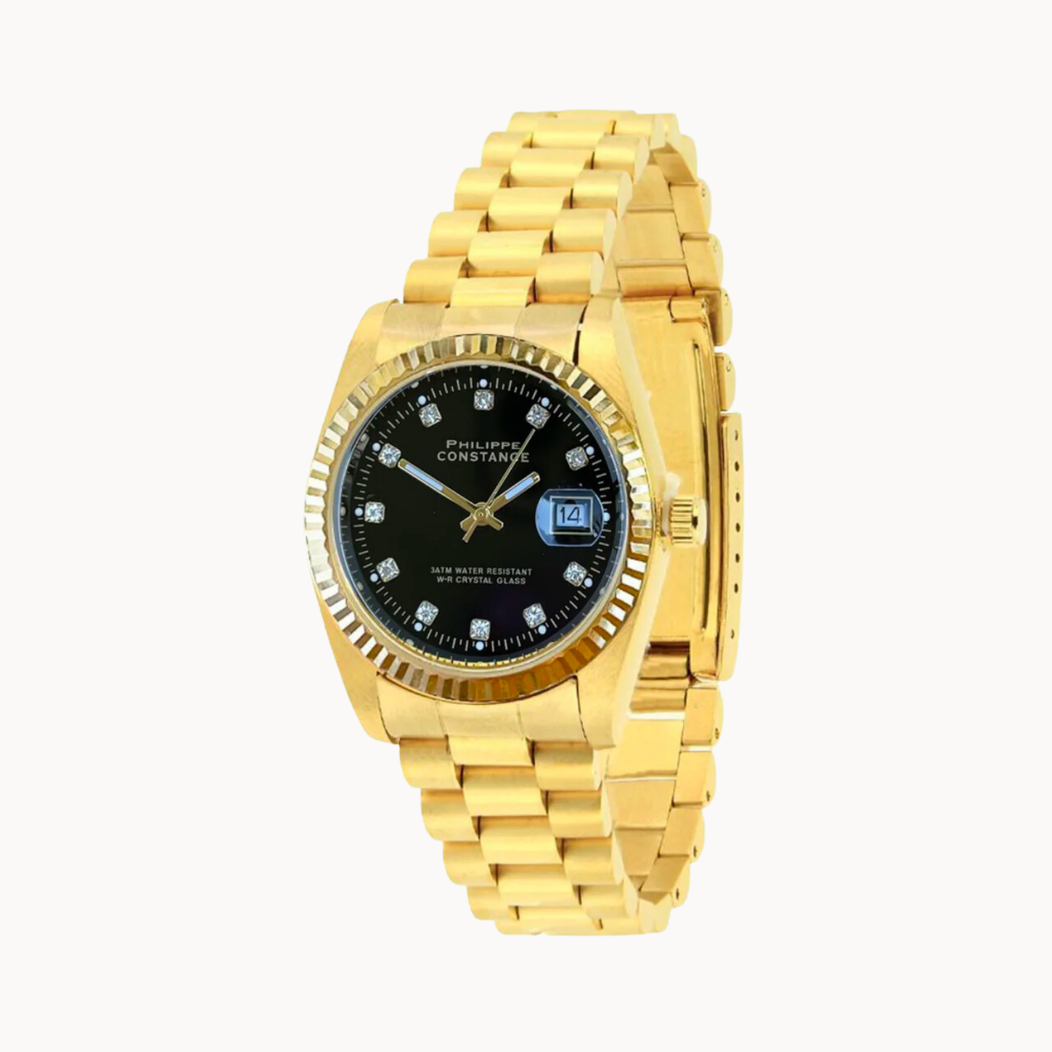 PHILIPPE CONSTANCE "SERRATED GOLD" STONES BLACK