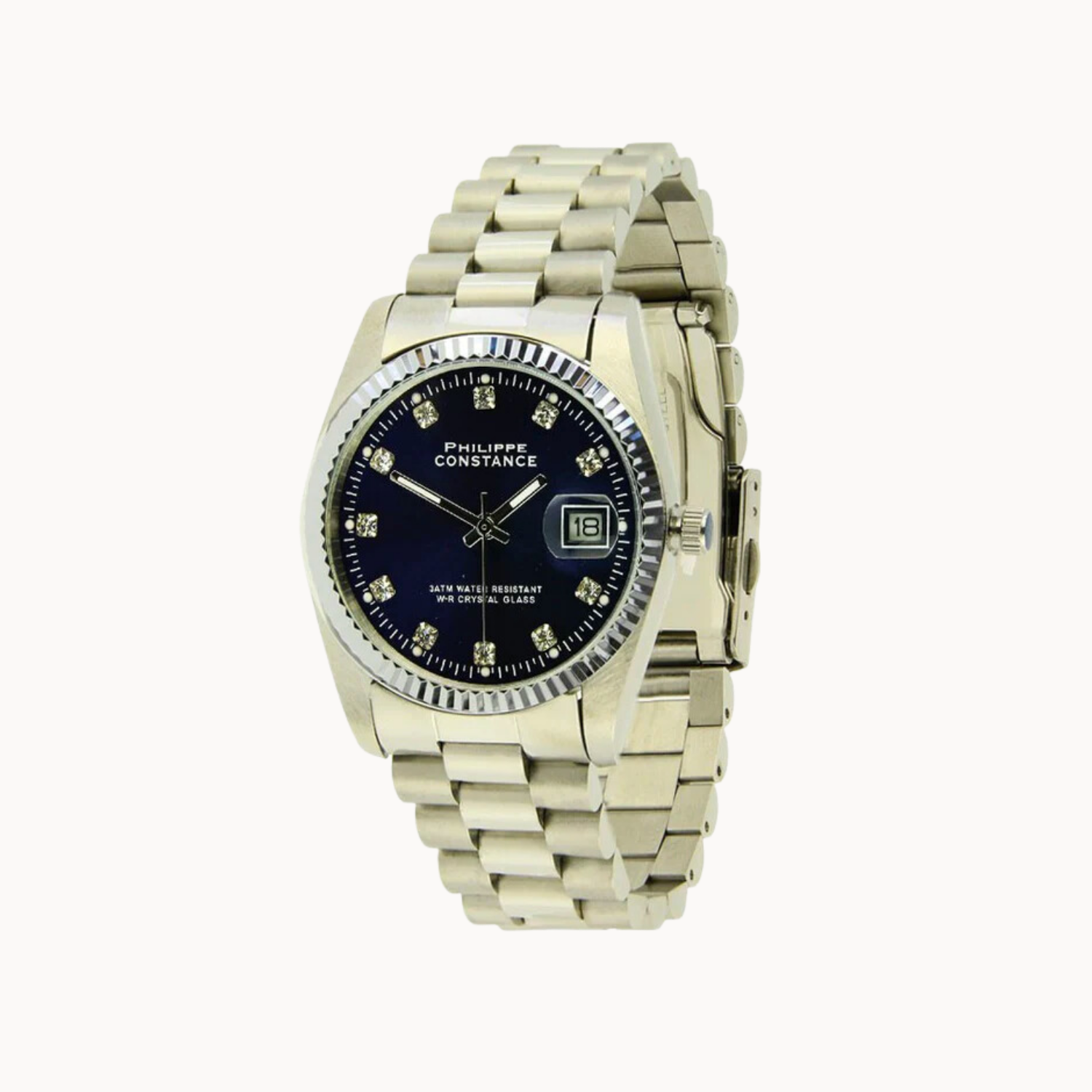 PHILIPPE CONSTANCE "SERRATED SILVER" STONES BLACK