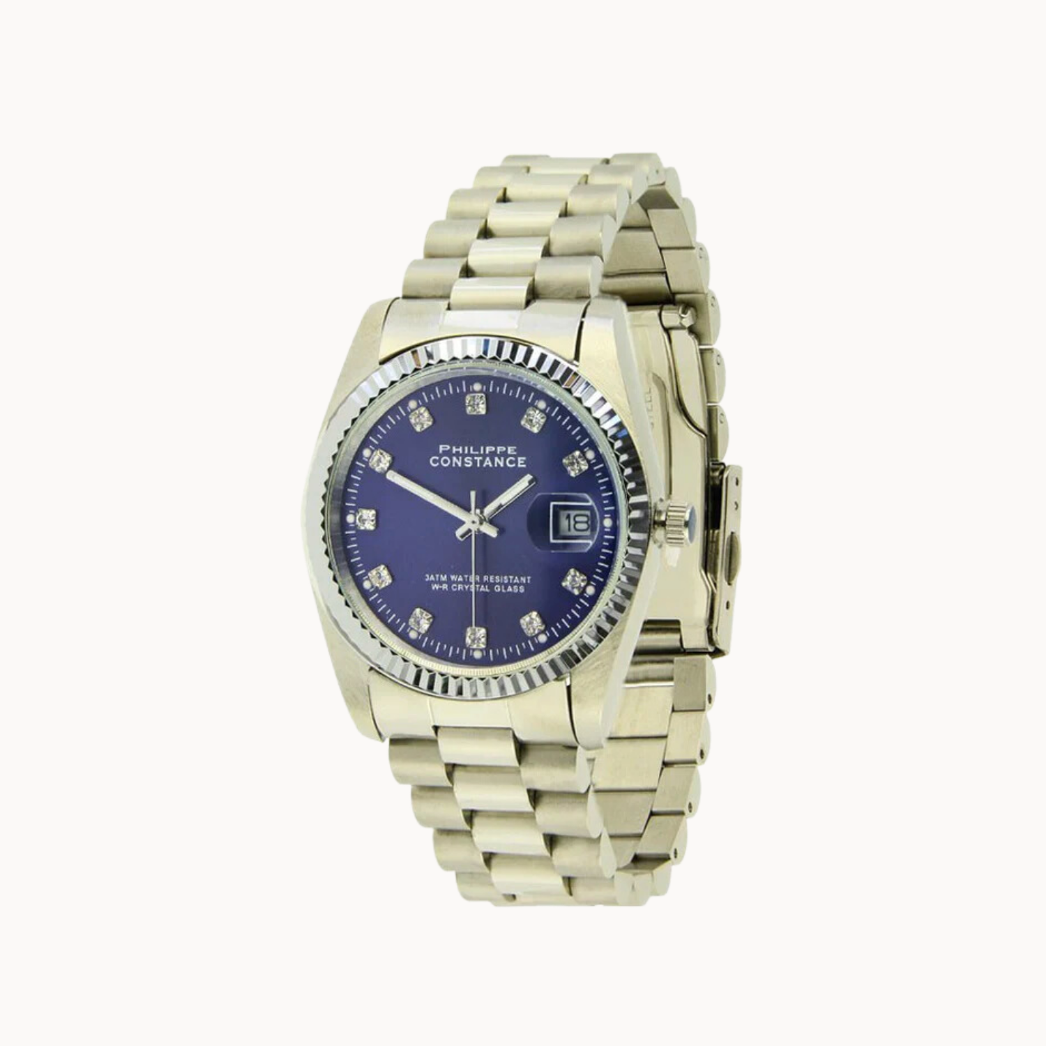 PHILIPPE CONSTANCE "SERRATED SILVER" STONES BLUE