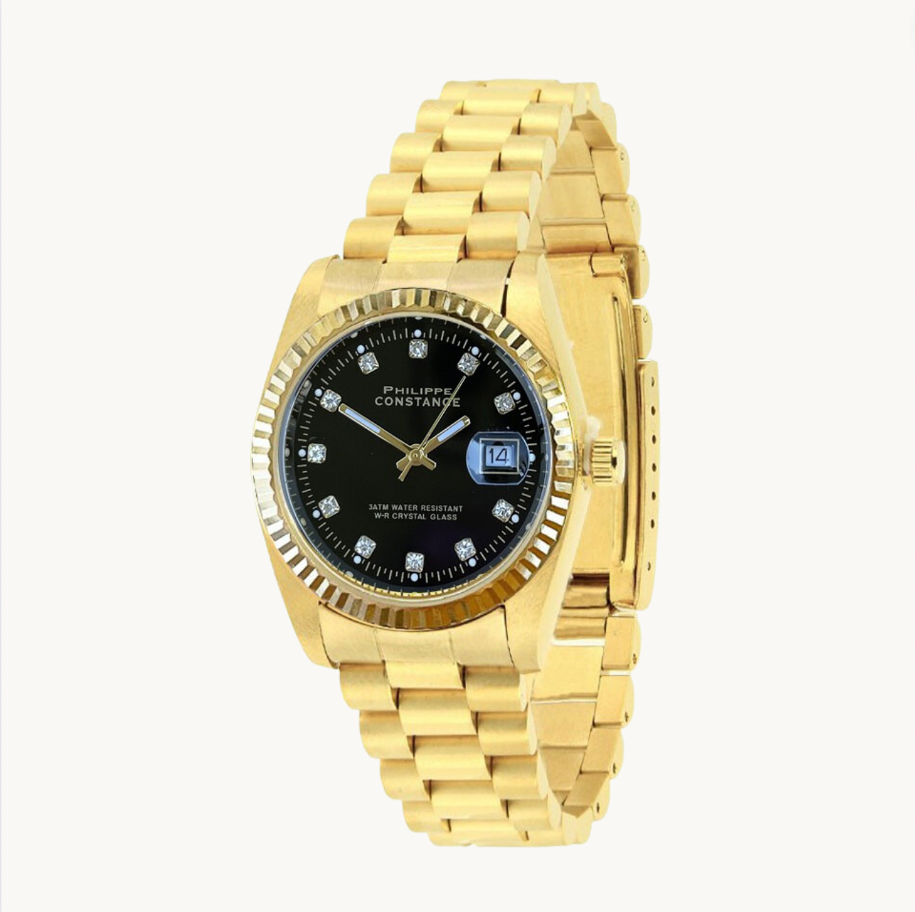 PHILIPPE CONSTANCE "SERRATED GOLD" STONES BLACK