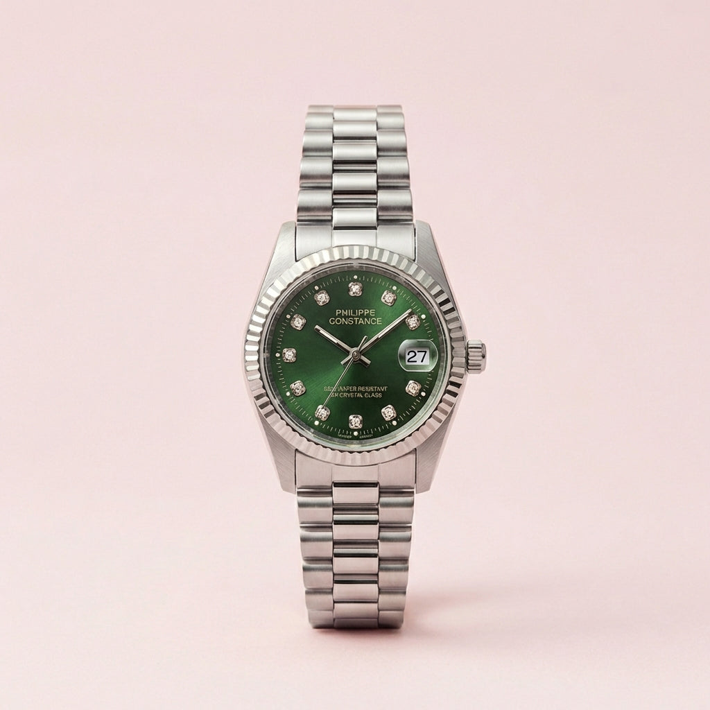 PHILIPPE CONSTANCE "SERRATED SILVER" STONES SMARAGD