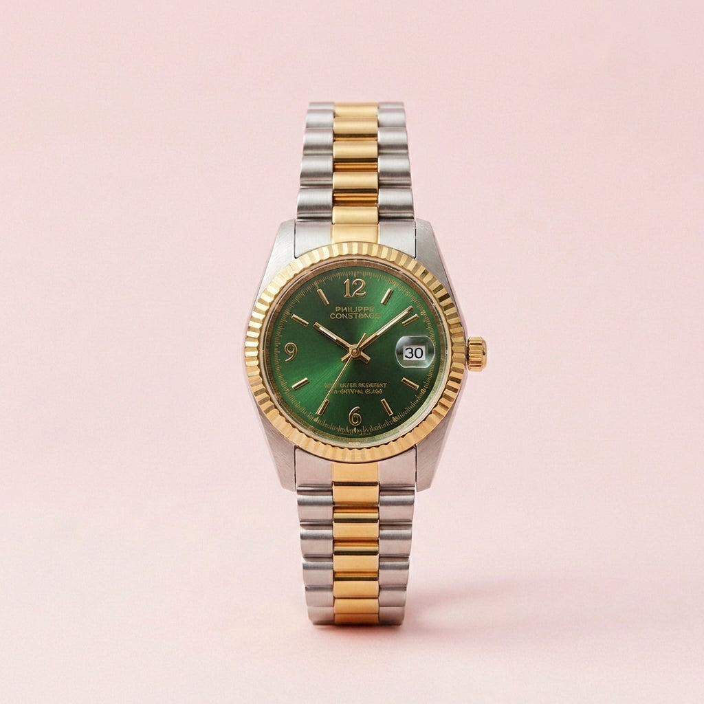 PHILIPPE CONSTANCE "SERRATED BI-COLOR" PLAIN EMERALD