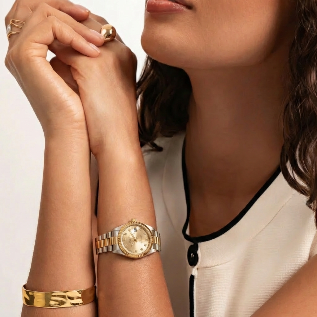 PHILIPPE CONSTANCE "SERRATED BI-COLOR" STONES GOLD