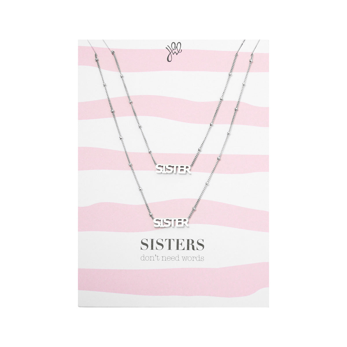 NECKLACE SISTERS 2PC SILVER