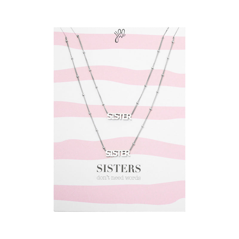 NECKLACE SISTERS 2PC SILVER