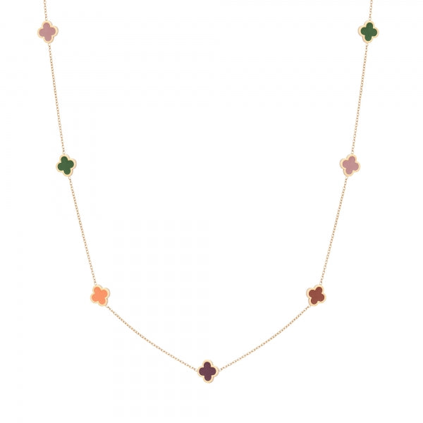 NECKLACE WITH COLORED CLOVERS