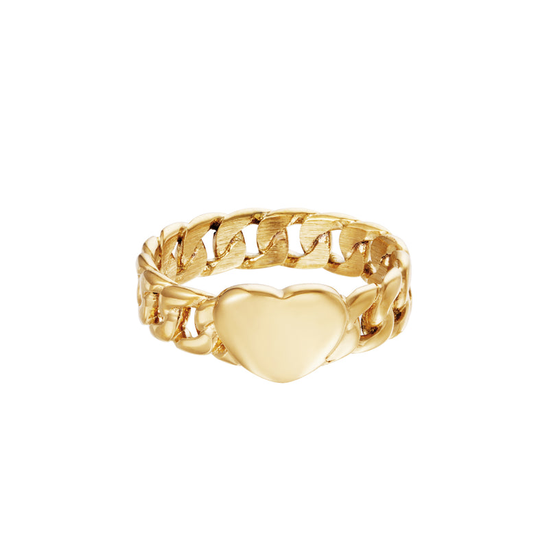 RING CHAINED HEART GOLD