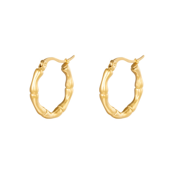 EARRINGS BAMBOO HOOPS GOLD