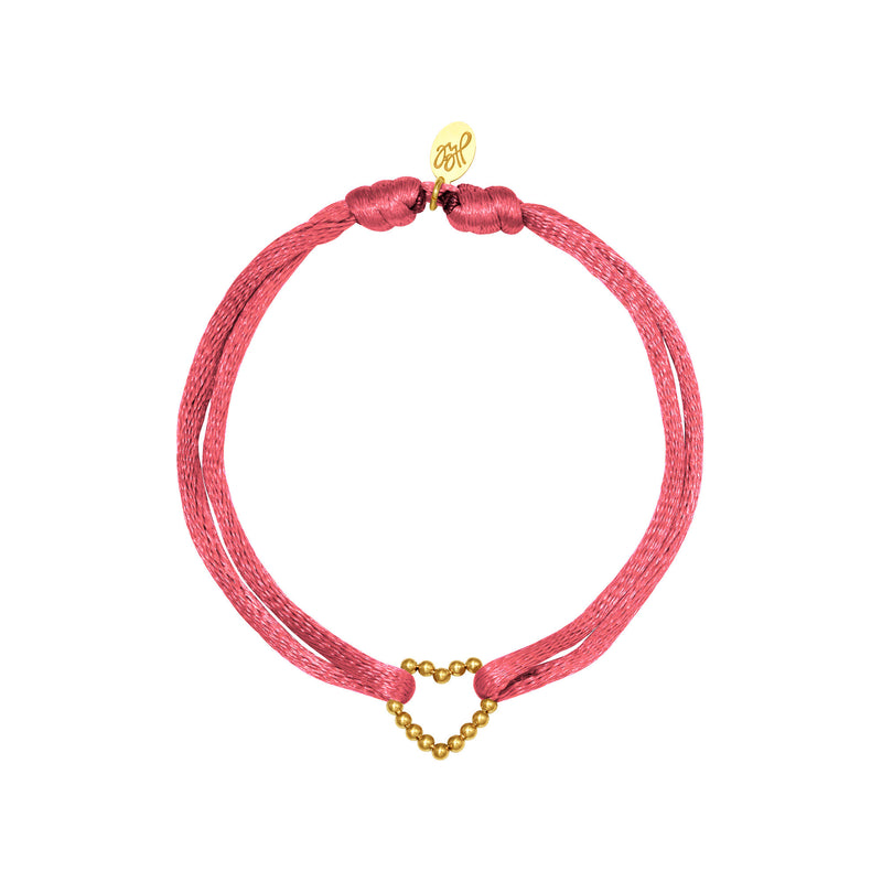 BRACELET SATIN HEART PINK