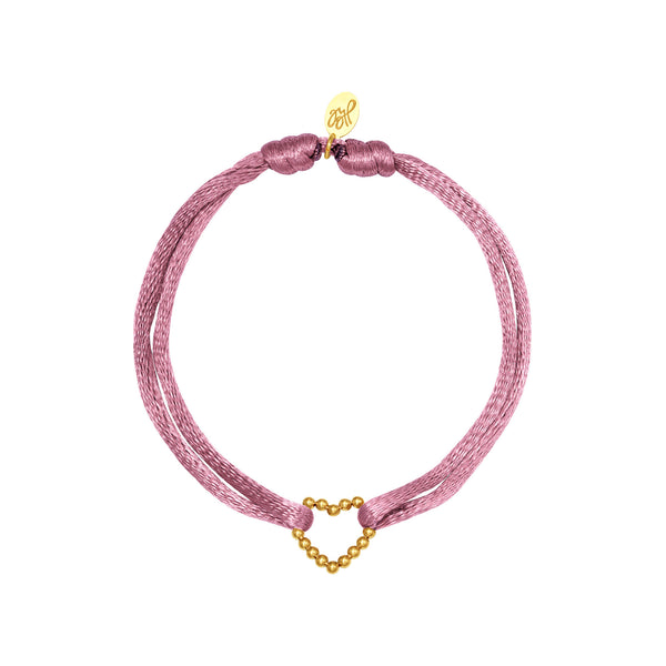 BRACELET SATIN HEART LILA PINK