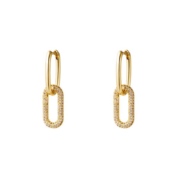 COPPER LINKED EARRINGS WITH ZIRCON STONES