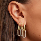 COPPER LINKED EARRINGS WITH ZIRCON STONES