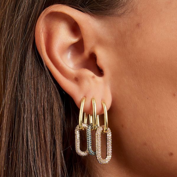 COPPER LINKED EARRINGS WITH ZIRCON STONES