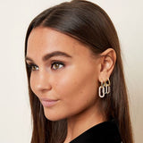 COPPER LINKED EARRINGS WITH ZIRCON STONES