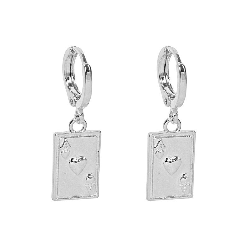 EARRINGS ACE OF CARDS SILVER