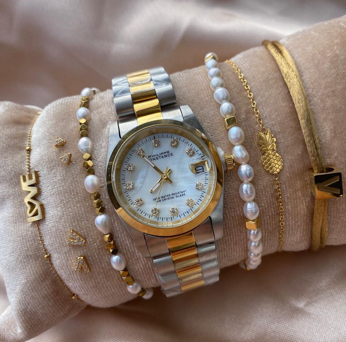 PHILIPPE CONSTANCE "BI-COLOR" STONES WHITE MARBLE