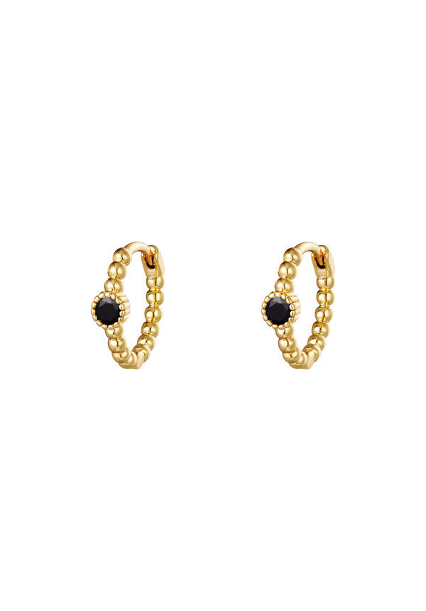 EARRINGS PEARLS IN A ROW BLACK GOLD