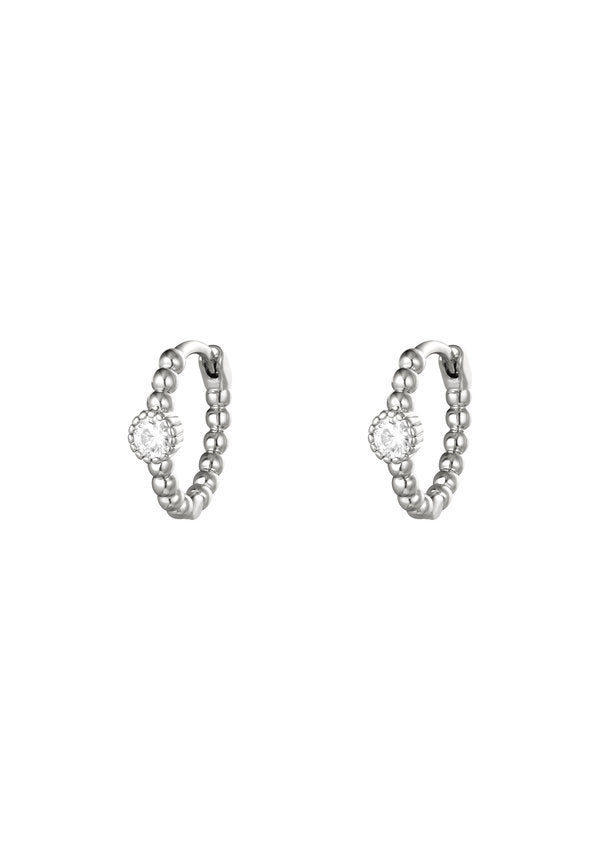 EARRINGS PEARLS IN A ROW SILVER