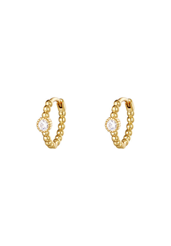 EARRINGS PEARLS IN A ROW GOLD